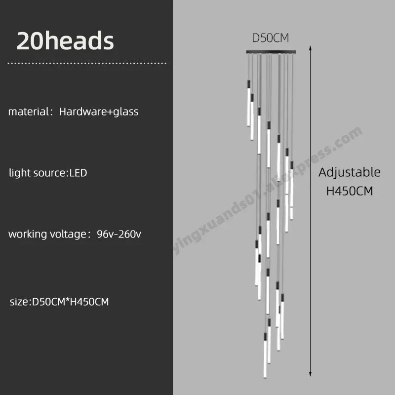 Modern LED Chandelier Pendant Light for Loft Staircase Lighting