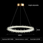 Crystal Flower LED Chandelier: Elegant Round Pendant Light for Dining & Living Room