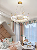 Crown Petal LED Crystal Chandelier - Luxury Nordic Design for Girls' Bedroom
