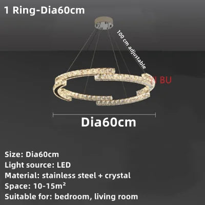 Crystal Ceiling Chandelier: Modern Stainless Steel LED Indoor Lighting for Living Room & Bedroom