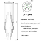 Crystal Led Chandelier for Modern Loft Living Room Staircase, Gold Art Deco Hanging Lamp