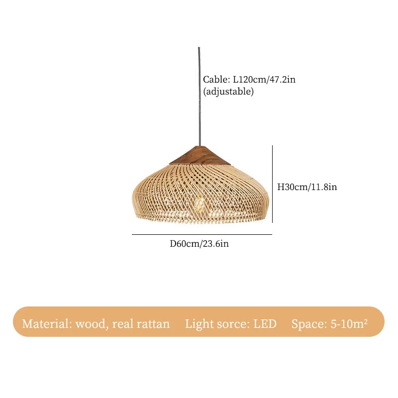 Rattan LED Ceiling Chandelier for Kitchen Island, Shop & Home Decor