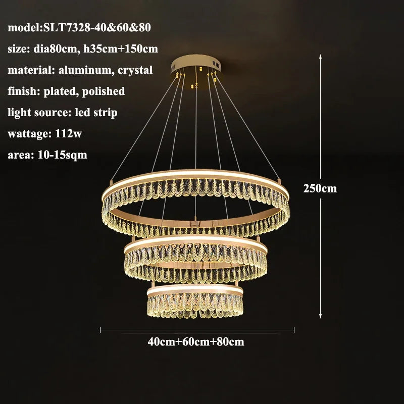 2024 Modern Crystal LED Chandelier for Living & Dining Room Decor