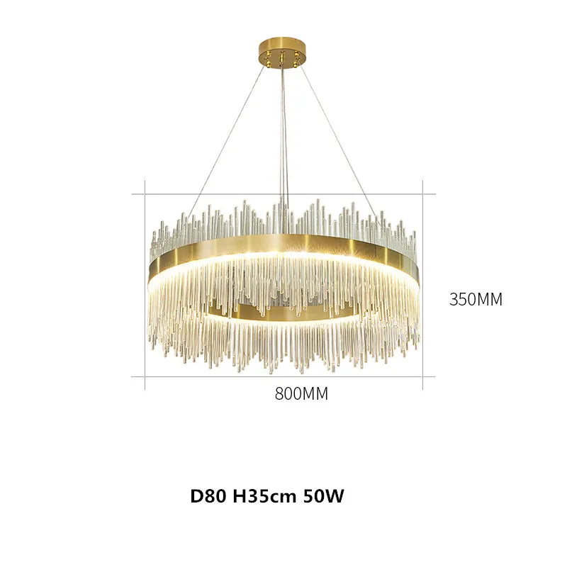 Modern Luxury Glass LED Chandelier Dining Room Dimmable Pendant Lamp