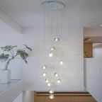Crystal Water Droplet Chandelier: Modern LED Staircase Pendant Light - Luxury Ball Hanging Lamp