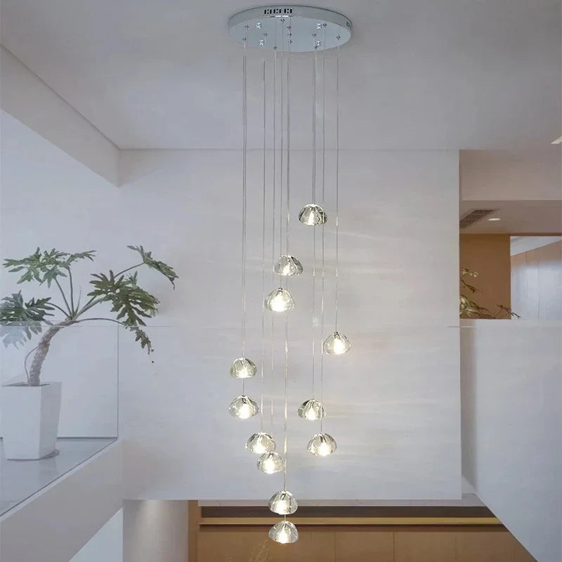Crystal LED Chandelier Water Droplet Design Luxury Ball Hanging Lamp