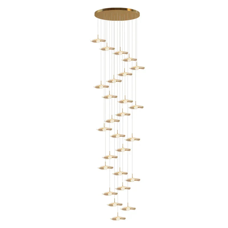 Gold Acrylic Chandeliers LED Pendant Lamp Modern Staircase Living Room Lighting