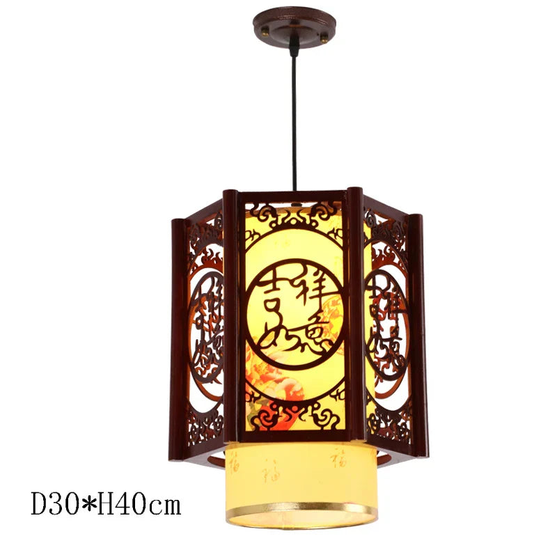 Antique Wood Pendant Lights for Dining Room, LED Living Room Decor Lighting Fixtures