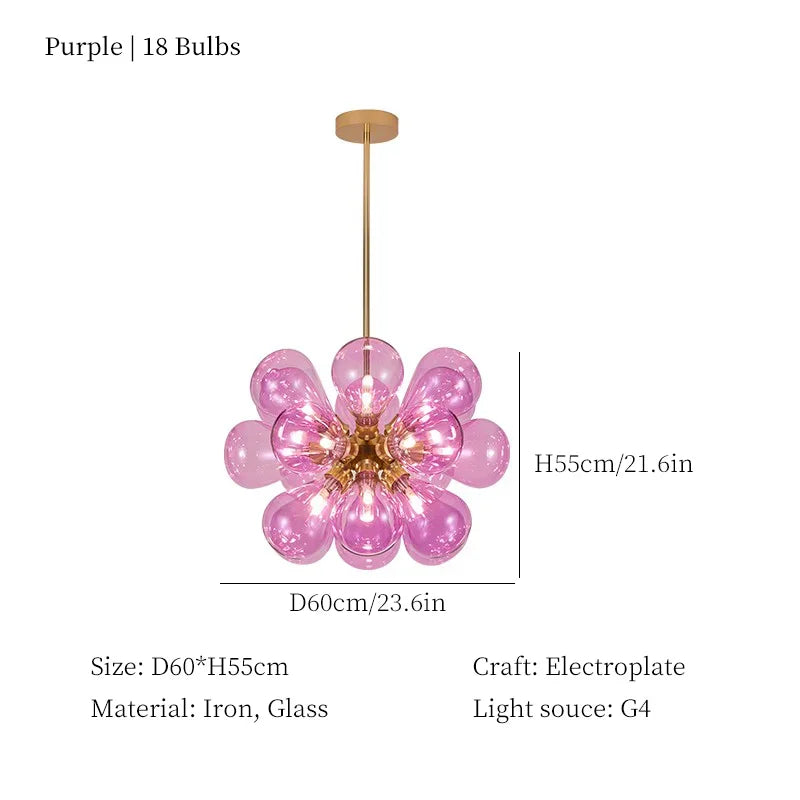 Glass Bubble Chandelier Ceiling Pendant Light for Modern Living Room Decor