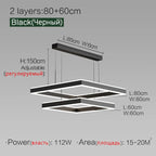 Square Chandelier LED Lamp - Nordic Modern Minimalist Light Luxury Fixture