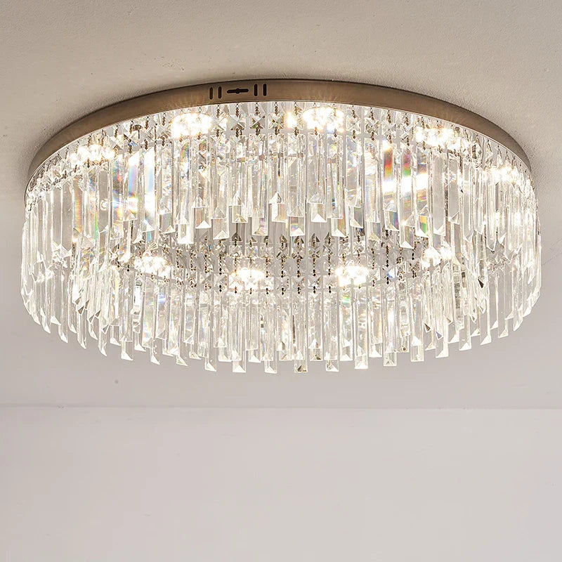 Luxury Crystal Round Black Gold Ceiling Chandelier for Bedroom Living Room Lighting