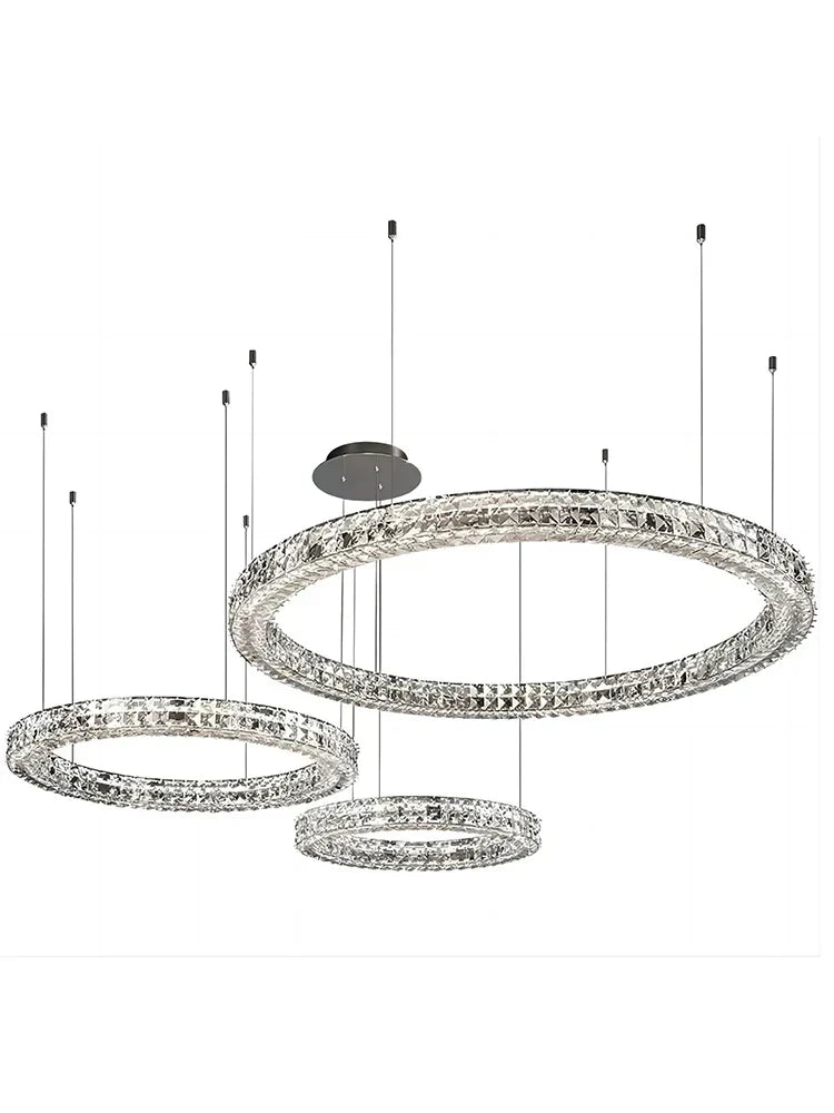 Luxury K9 Crystal Glass LED Chandelier for Living Room & Stairway Decor