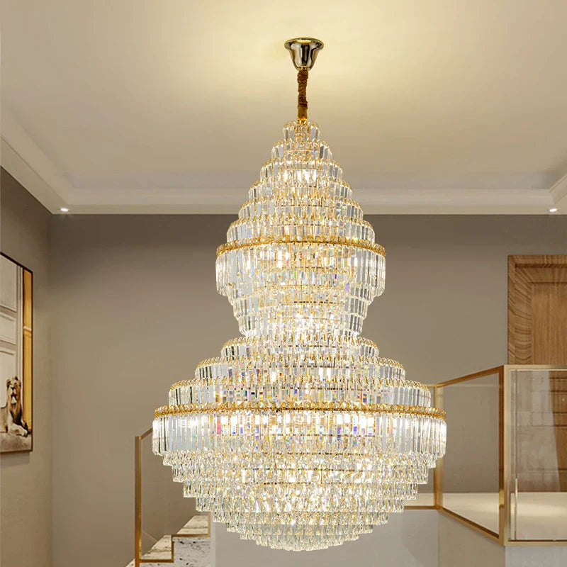 Crystal Hollow Chandelier for Luxury Living Room and Stair Lamps