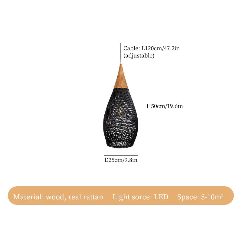 Rattan LED Ceiling Chandelier for Kitchen Island, Shop & Home Decor