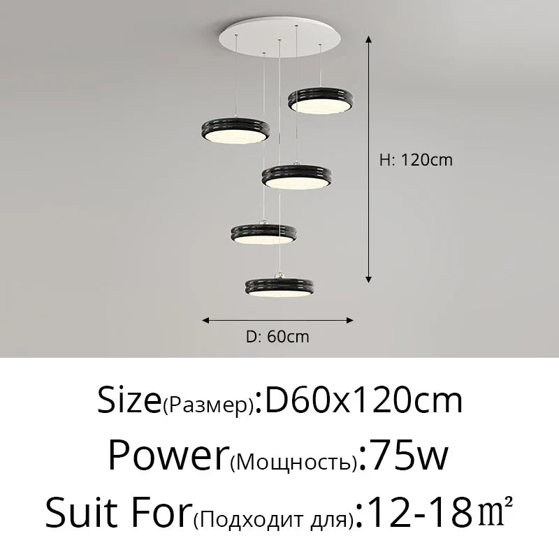 Circular Modern Chandelier Pendant Light Dimmable Indoor Lamp for Dining & Kitchen Island