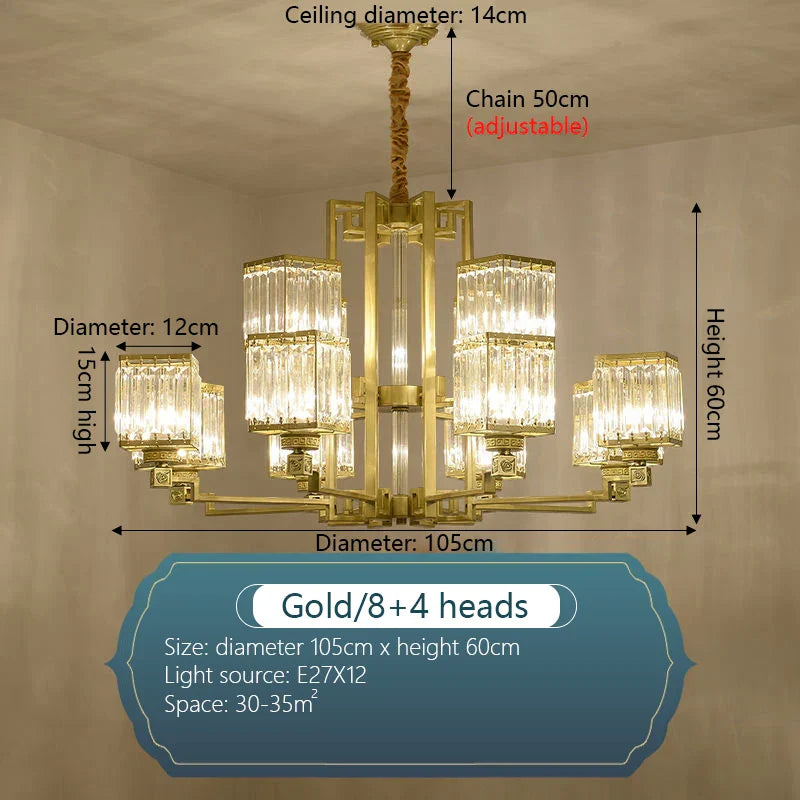 Crystal Chandelier Villa Living Room Lighting