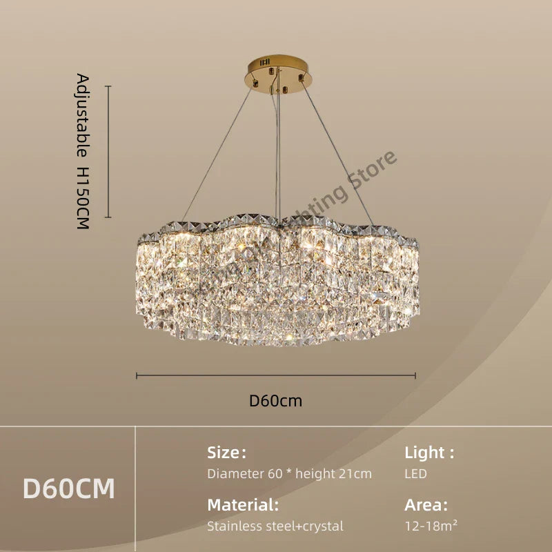Crystal Chandelier Pendant Light, Elegant Hanging Lamp Fixture