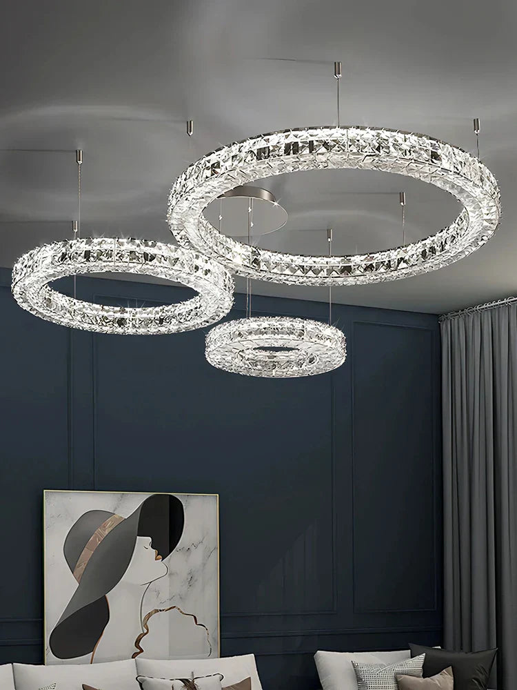 Luxury K9 Crystal Glass LED Chandelier for Living Room & Stairway Decor