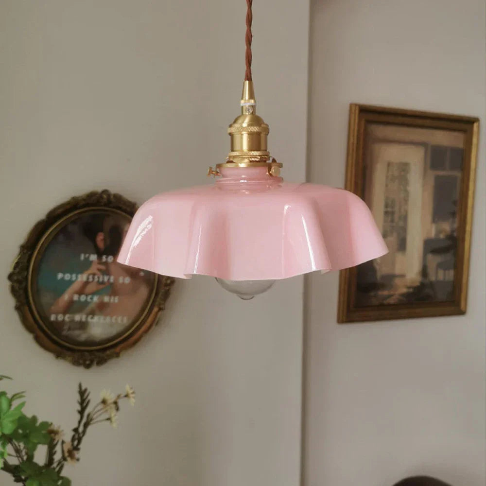 Retro Nordic Glass Pendant Light, Colorful Living Room Hanging Lamp