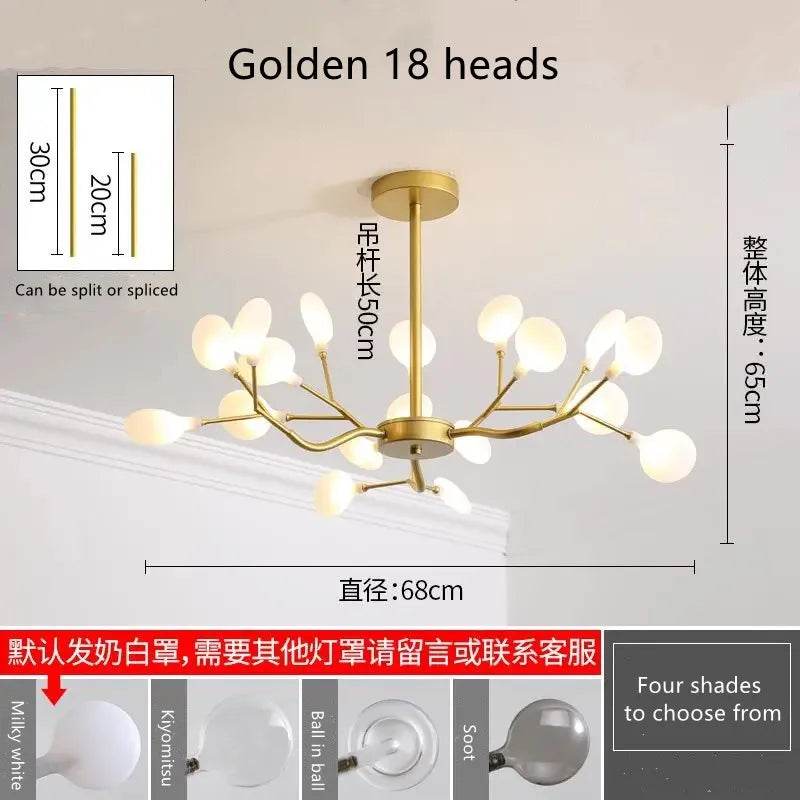 Firefly LED Chandelier: Modern Luxurious Pendant Lamp for Home Decor Lighting