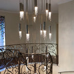 Crystal LED Staircase Chandelier: Modern Luxury Ceiling Lighting for Living Room Hall Loft