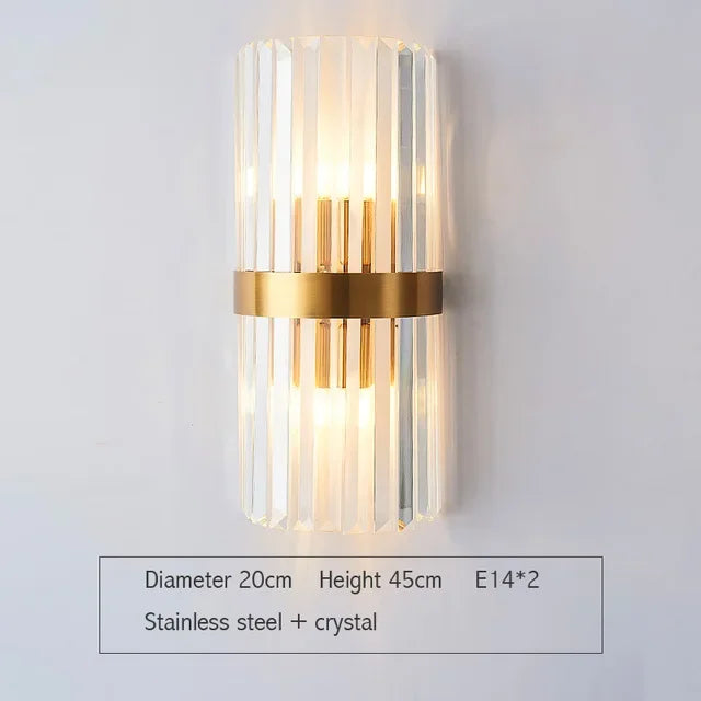 Gold Crystal Wall Lights: Elegant LED Sconce for Bedroom, Living Room & Bathroom