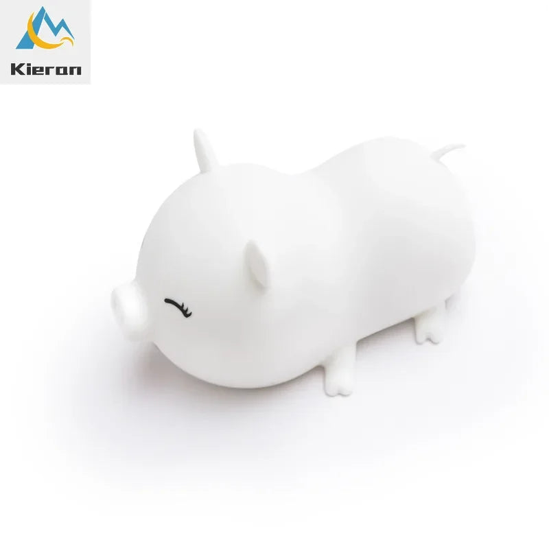 Pig Silicone LED Night Light - Modern Cartoon USB Floor Lamp