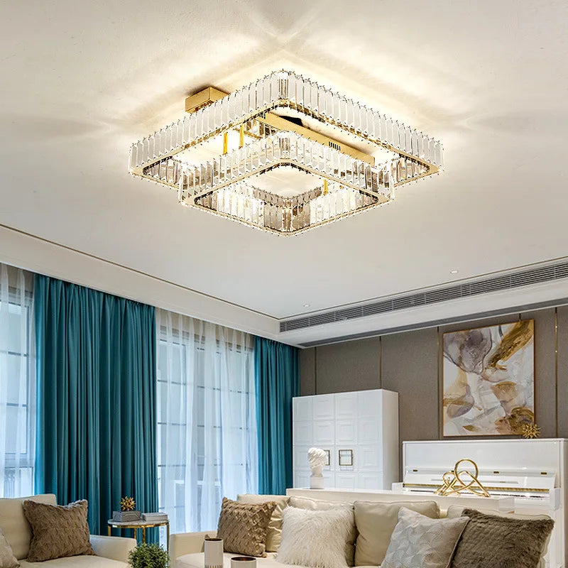 Crystal Chandelier LED Ceiling Light for Bedroom, Dimmable Luxury Foyer Lighting
