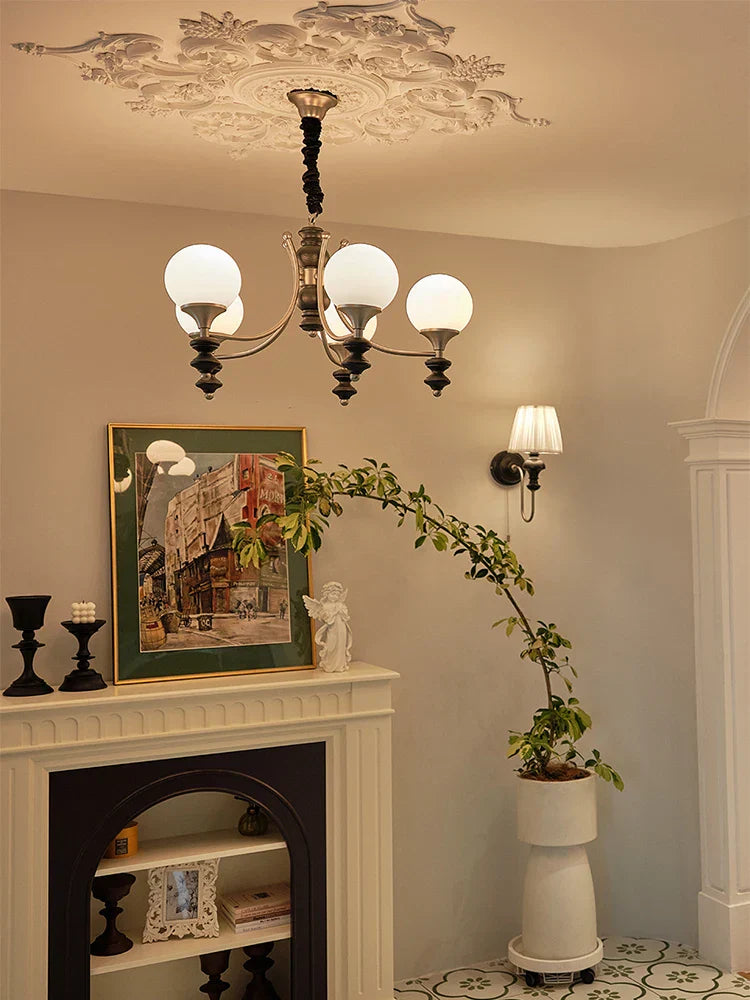 Walnut Chandelier: Bauhaus Magic Bean Designer Retro Branch Chandelier, French Style Living Room.