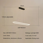 Gold Oval LED Chandelier Dimmable Dining Room Pendant Light Fixture