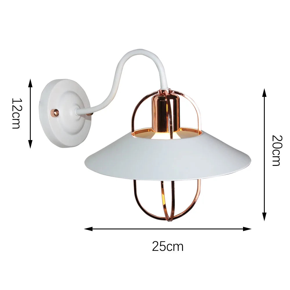 Vintage Iron Cage Wall Light Sconce E27 Loft Industrial Bedside Lampshade