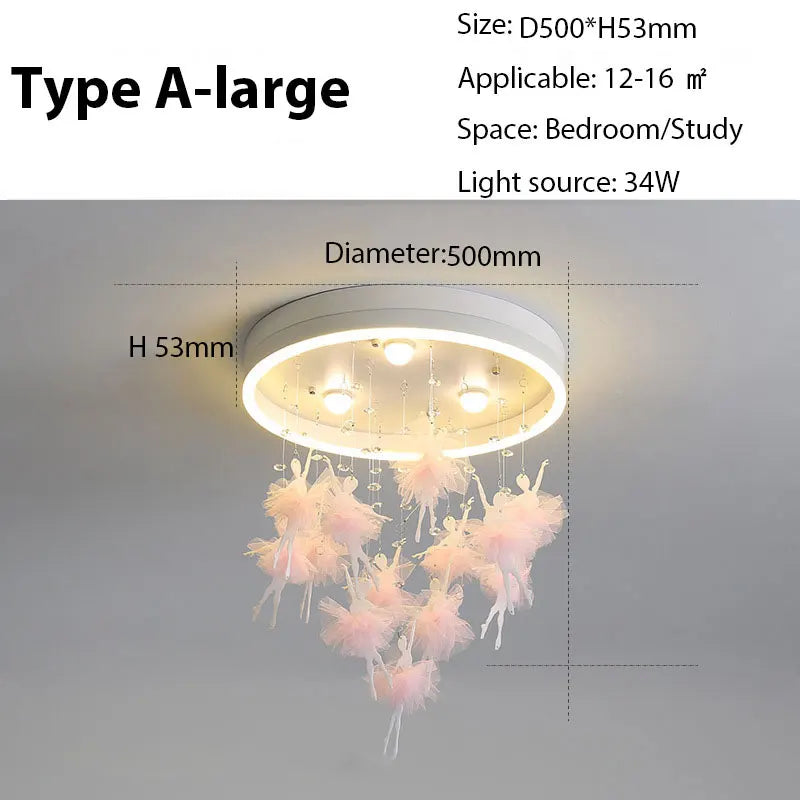 Dancing Girl LED Chandelier: Modern Kids Room Light, Cartoon Ceiling Lamp