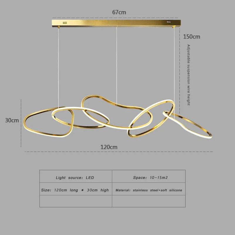 Nordic Chandeliers Dining Room Pendant Lights Ceiling Fixture Ring Lighting