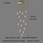 Crystal Penthouse Chandelier: Luxury Staircase Pendant Light for Modern Living Room & Loft