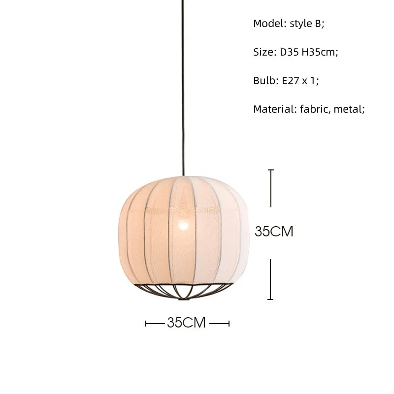Nordic Fabric Pendant Light LED Minimalism Luminarias Bar Bedroom Lamp