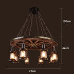 Retro Solid Wood Industrial Pendant Chandelier for Dining Living Room