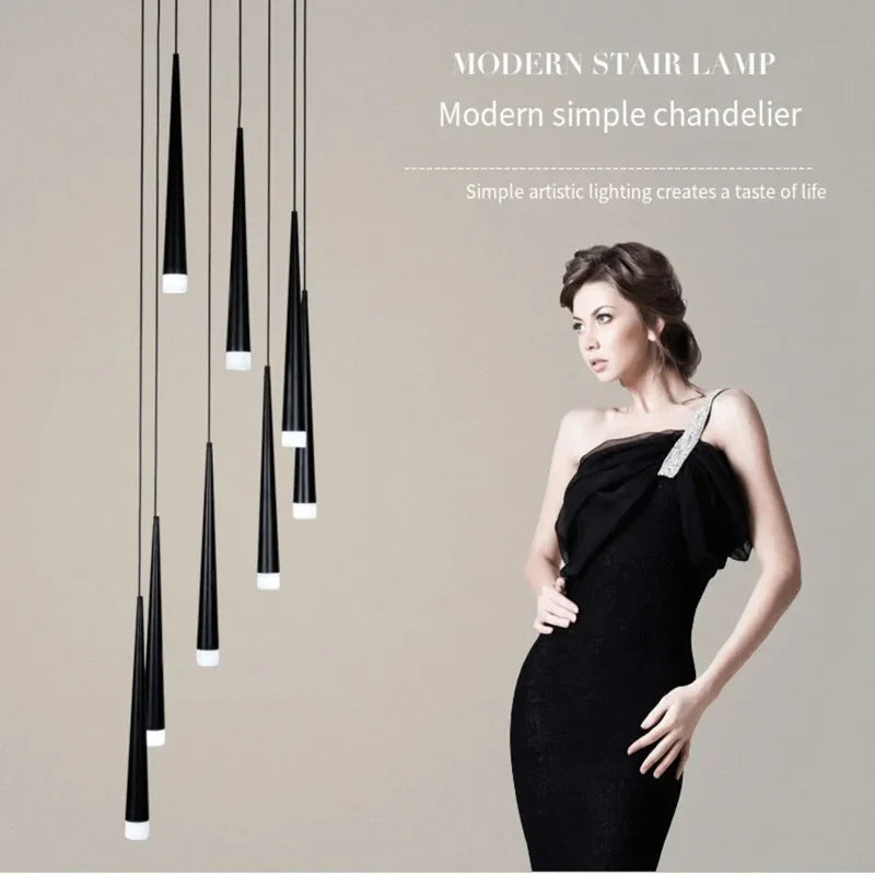 Modern Led Stair Chandelier for Duplex Apartment Bedroom and Restaurant Bar