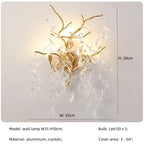 Crystal Branch Chandelier LED Pendant Lamps Elegant Villa Living Room Gold Decor