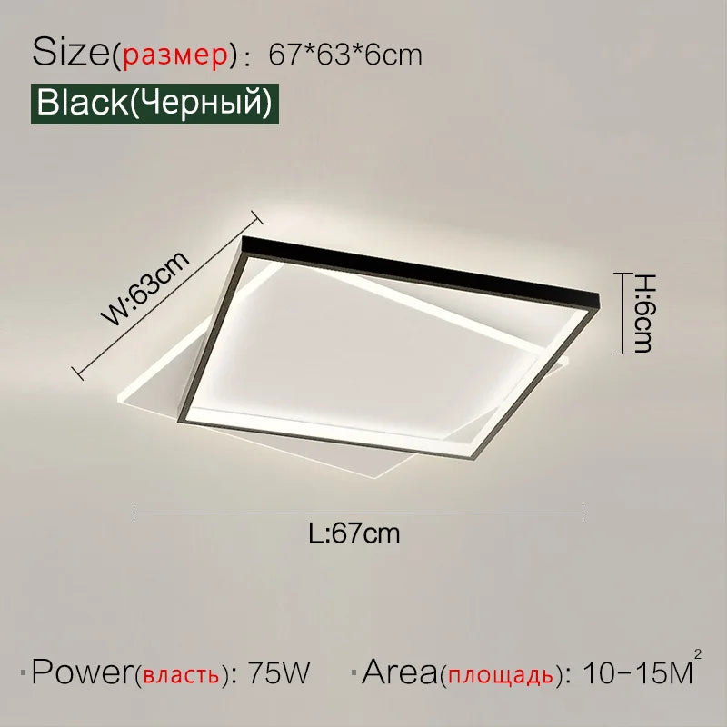 Square Minimalist Ultra-Thin Ceiling Lamp for Bedroom Living Room Modern Nordic Lighting