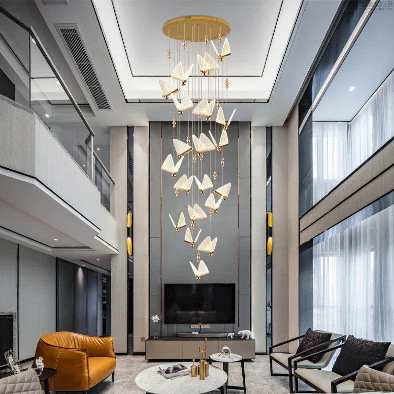 Butterfly Chandelier Lighting by Afralia™: Modern LED Fixtures for Living, Staircase, Bedroom.