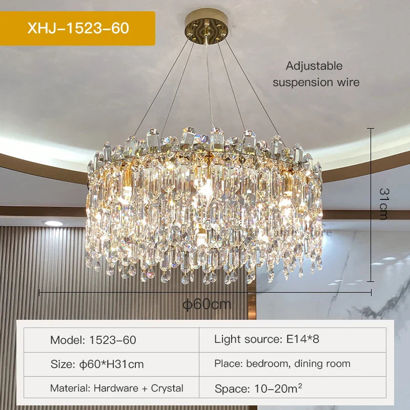 Crystal Pendant Chandelier: Luxury LED Decor for Living Room & Kitchen