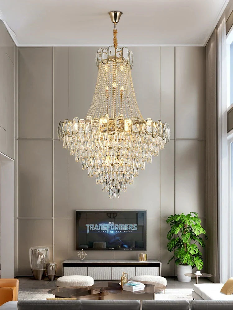Luxury Crystal Chandelier LED Light Living Room Suspension Luminaire