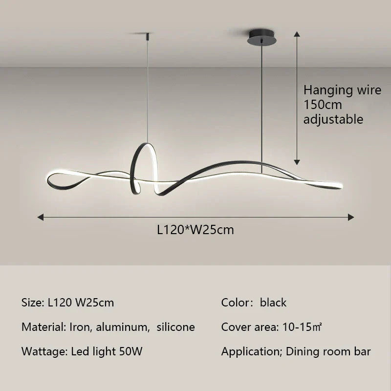 Minimalist LED Chandelier for Dining Room with Long Strip Design