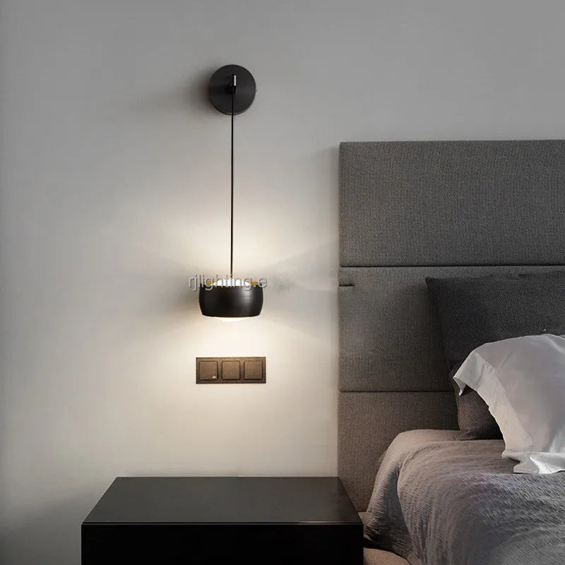 Copper Adjustable LED Wall Lamp for Bedroom Reading