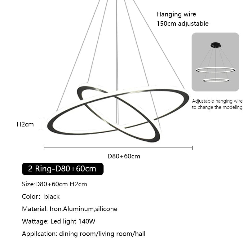Nordic Circle Ring LED Chandelier: Minimalist Living Room Pendant Light