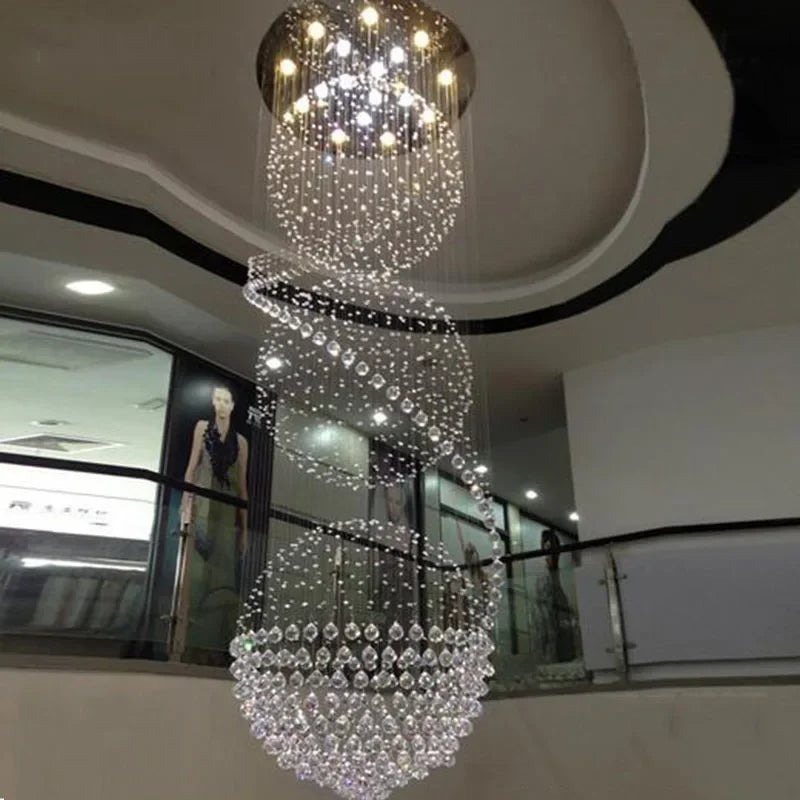 Modern Spiral Crystal LED Chandelier for Dining Room, Living Room, Staircase & Bedroom