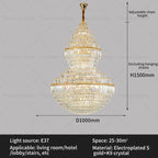 Crystal Hollow Chandelier for Luxury Living Room and Stair Lamps