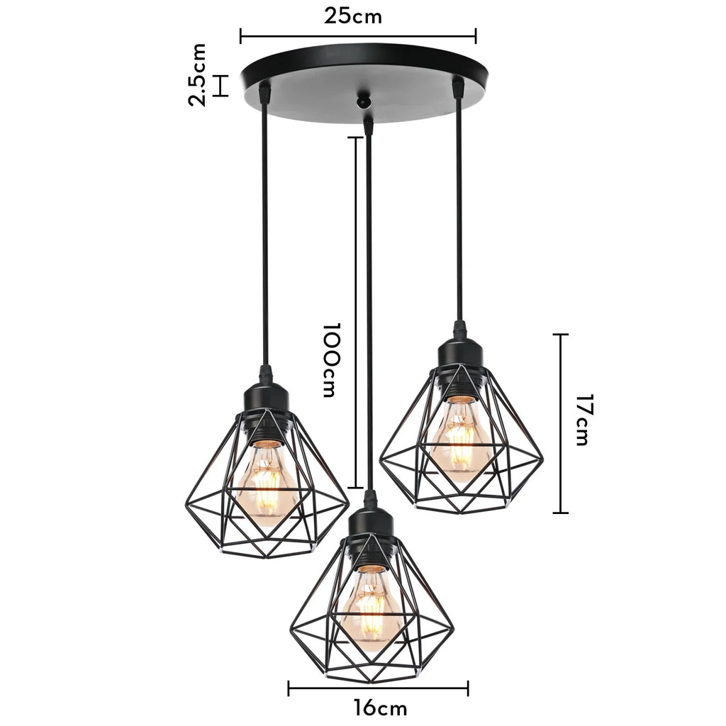 Wrought Iron Caged Pendant Light for Industrial Style Decor