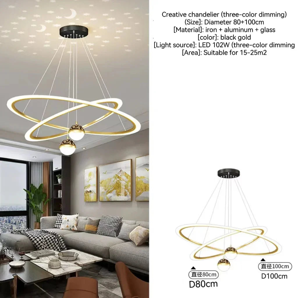 Modern Nordic Indoor LED Starry Sky Ceiling Chandelier