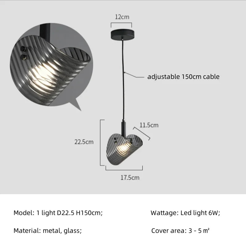 Smoky Gray Glass Chandelier Pendant Light for Luxury Living Room